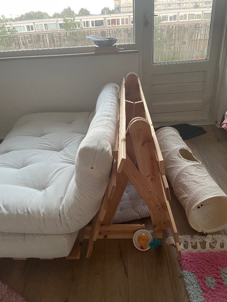 Futon bed, Ophalen, Gebruikt, Wit, Tweepersoons