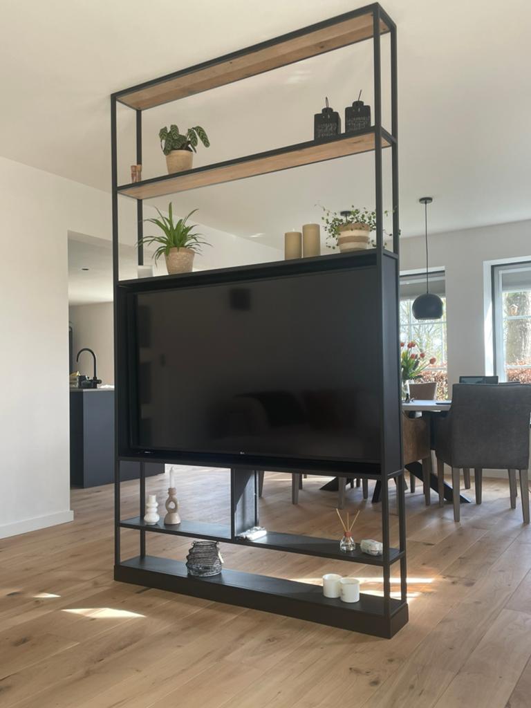 Maatwerk roomdivider staal en hout televisie meubel op wens, Ophalen, Nieuw