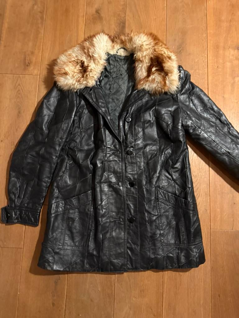 Vintage leren jack, Ophalen of Verzenden, Zo goed als nieuw, Maat 36 (S), Zwart