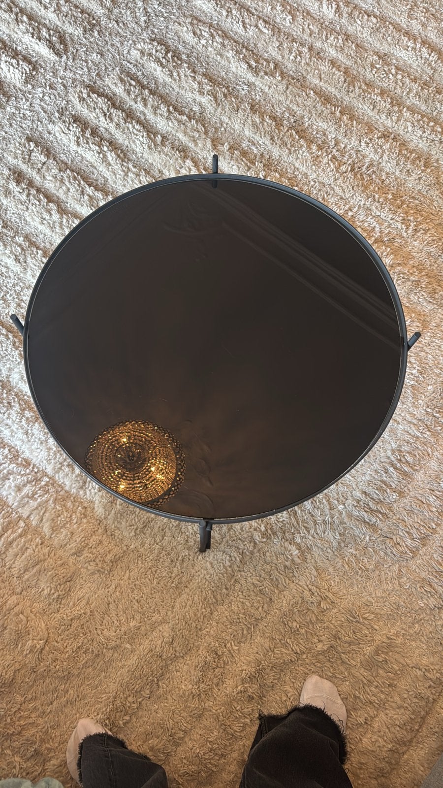 Ronde salontafel met glazen blad - 60 cm breed, Huis en Inrichting, Ophalen, Gebruikt, Rond, 50 tot 100 cm