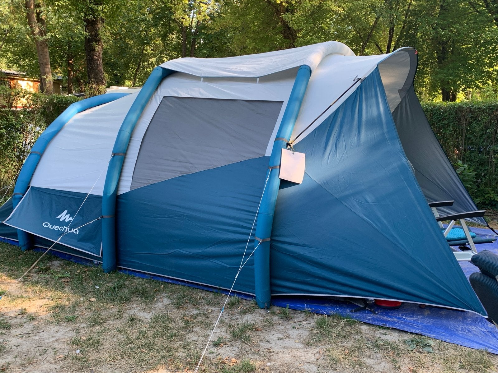 Quechua Air Seconds 5.2 XL opblaasbare familietent, Caravans en Kamperen, Tenten, Ophalen, Gebruikt, Tot en met 5