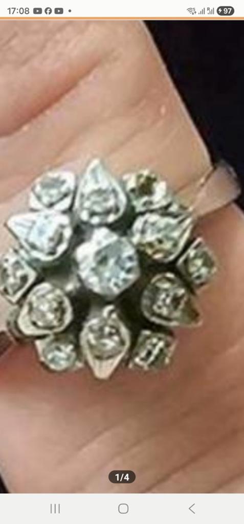 Elegante 14k Witgouden Diamanten Bloem Ring, Ophalen of Verzenden
