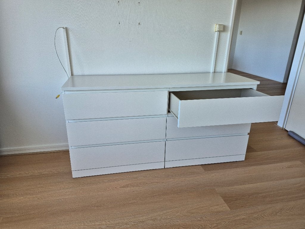 Witte Malm ladekast, Ophalen, Kunststof, 5 laden of meer, 150 tot 200 cm