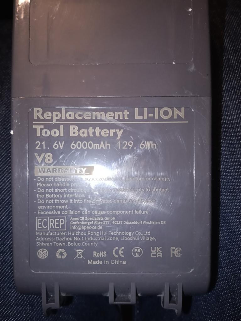 Vervangende Li-ION Accu voor Dyson V8 (6000mAh), Ophalen of Verzenden, Zo goed als nieuw