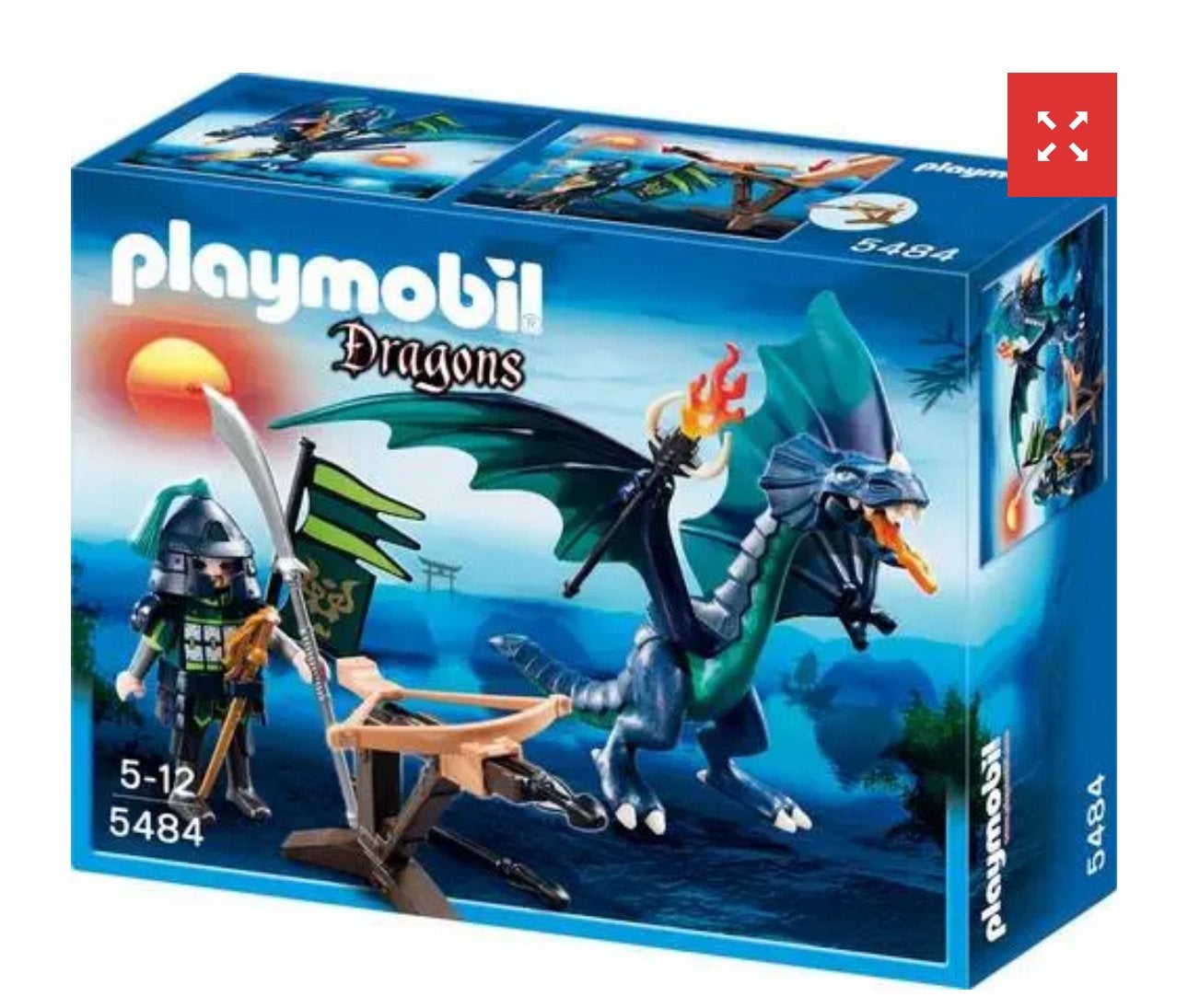 Playmobil Dragons 5484 - Draak met Katapult en Ridder, Verzenden, Zo goed als nieuw, Jongen of Meisje