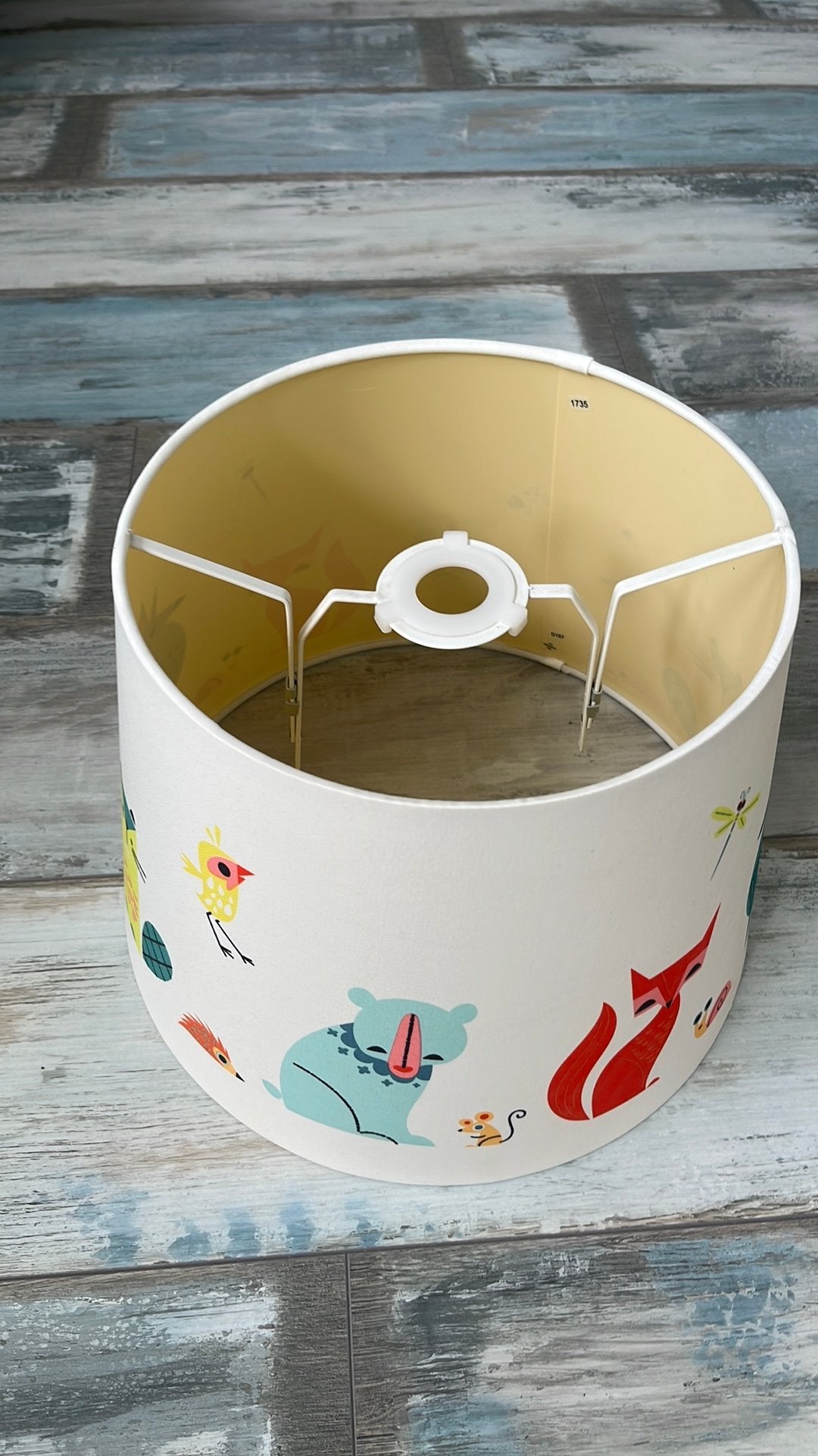 Ikea Lampenkap Kinderkamer met Dierenprint, Ophalen of Verzenden, Zo goed als nieuw, Wit, Rond