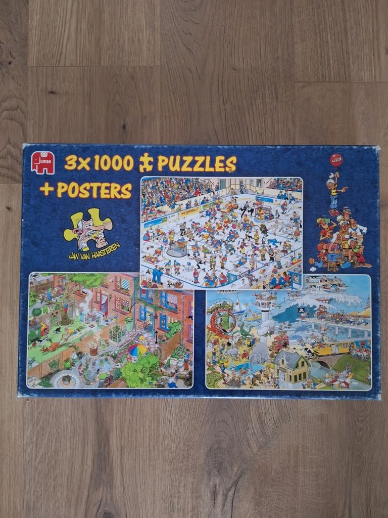 Jan van Haasteren puzzels - 3 x 1000 stukjes, Ophalen of Verzenden, 500 t/m 1500 stukjes, Gebruikt, Legpuzzel
