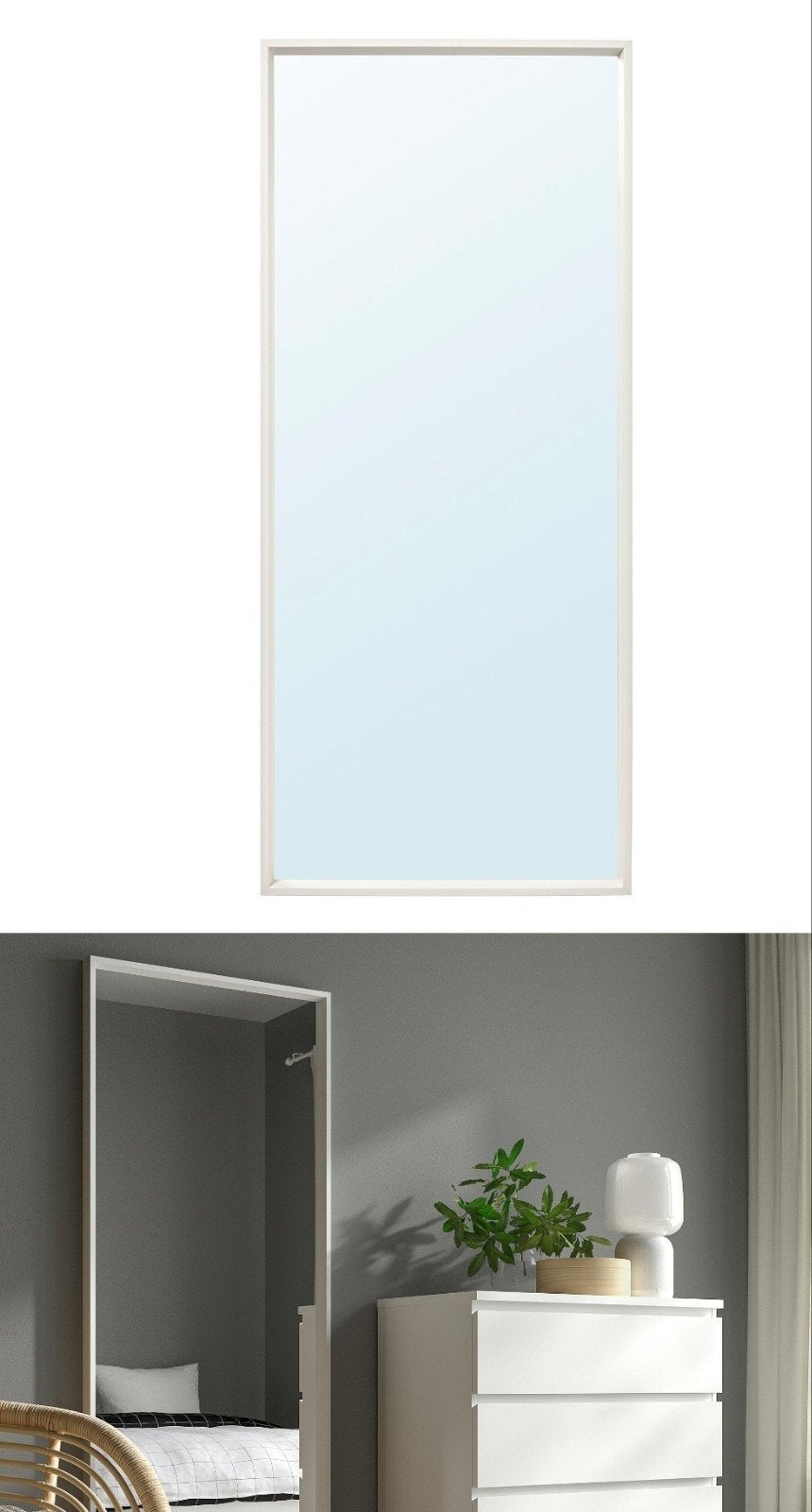 Grote witte spiegel van ikea, Ophalen, Zo goed als nieuw, 150 tot 200 cm, Rechthoekig
