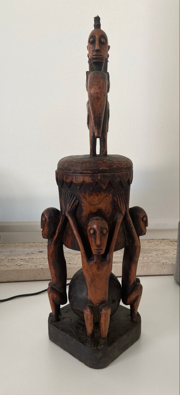 Antieke Batak Medicijnkoker (Guri-Guri) uit Indonesië, Bruin, Ophalen of Verzenden, Indonesië, Gesneden