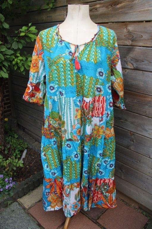 Jurk blauw/ kleur Orientique mt 44 Vaste prijs, Blauw, Maat 42/44 (L), Orientique, Ophalen of Verzenden