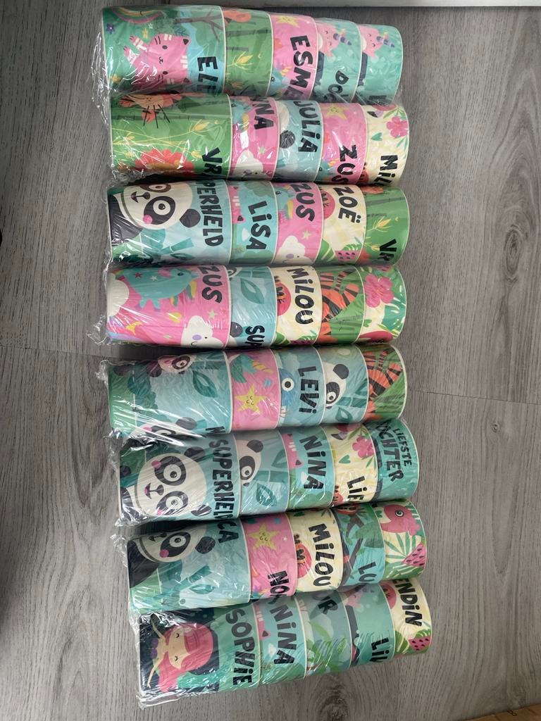 Partij grote doos  gepersonaliseerde bamboe bekers met namen, Ophalen of Verzenden, Nieuw