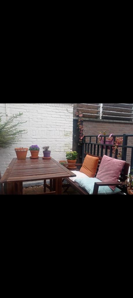 Ikea NÄMMARÖ tuinbank en uitklapbare tuintafel, Ophalen, Gebruikt, Hout
