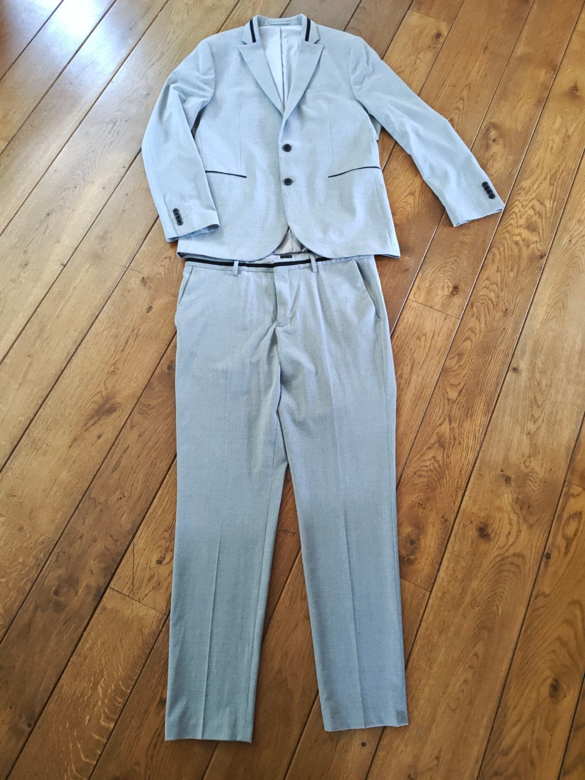 C&A Slim Fit Pak - Jas Maat 50, Broek Maat 52, Maat 52/54 (L), Grijs, Gedragen, C&A
