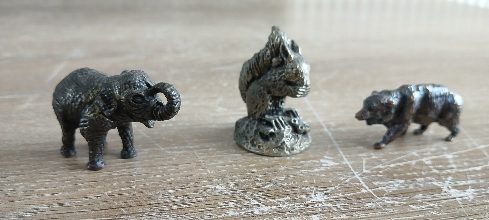 wibor 95% tin olifant eekhoorn beer tinnen dieren beeldjes, Ophalen of Verzenden