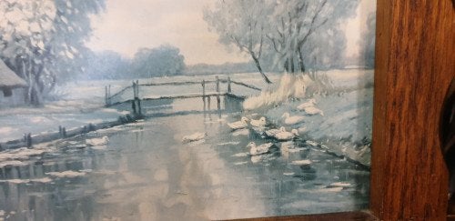 schilderij prent, huis water eenden,, Ophalen of Verzenden, 'T Olde Gre-j, Info@toldegrej.nl, Endepoelstraat 20f Didam
