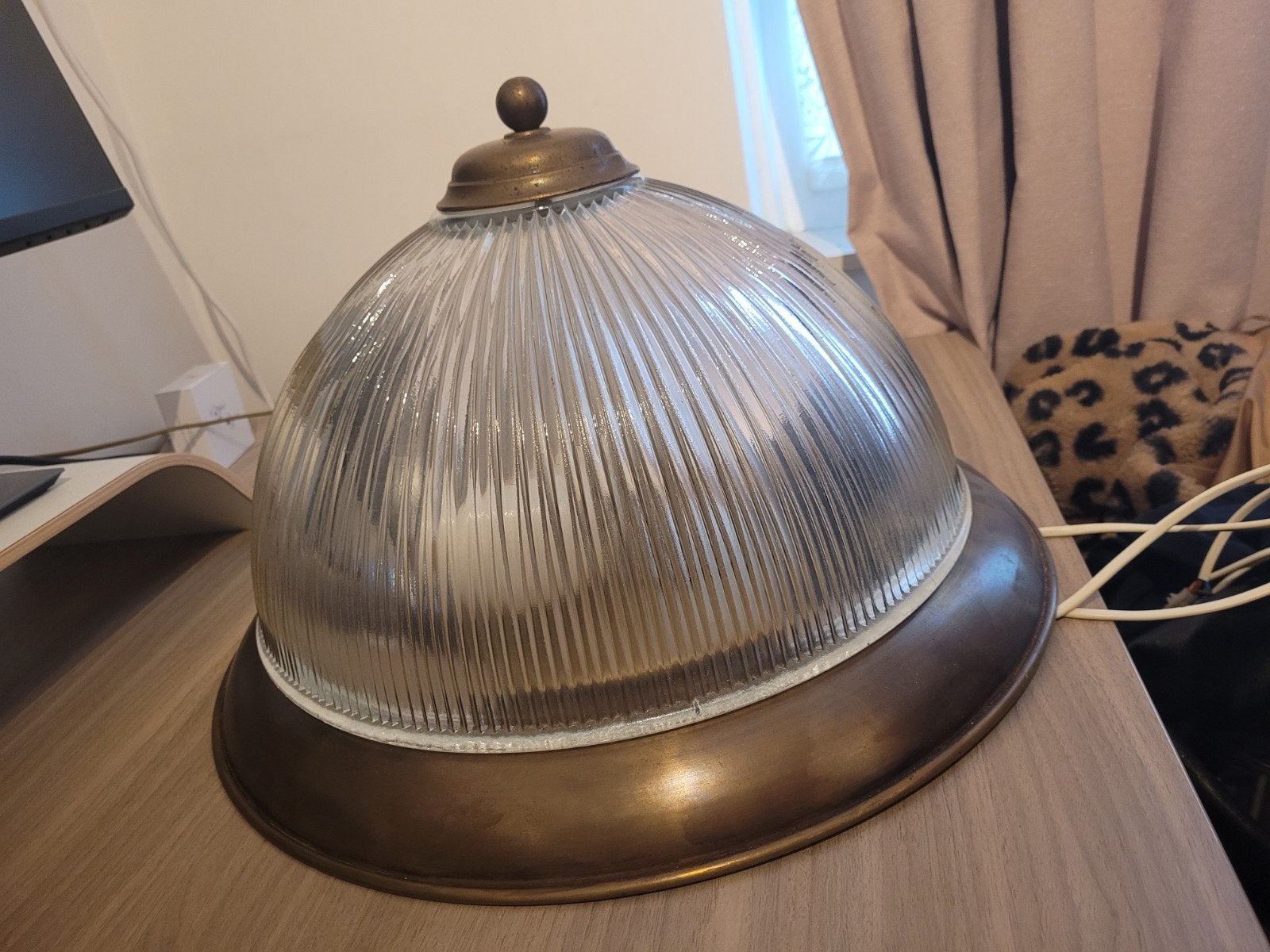 Grote vintage Holophane lamp - 45cm breed, 28cm hoog, Ophalen of Verzenden