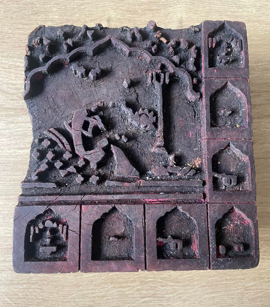 Prachtige batik stempel hout Indonesie patroon, Ophalen of Verzenden, Zo goed als nieuw