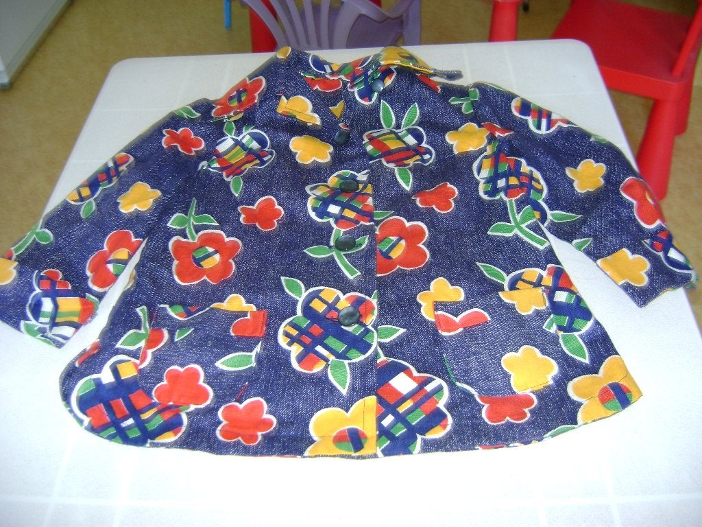 blauw bloemen jasje maat 116 van soor spijkerstof, Ophalen of Verzenden, Zo goed als nieuw, Meisje, Jas