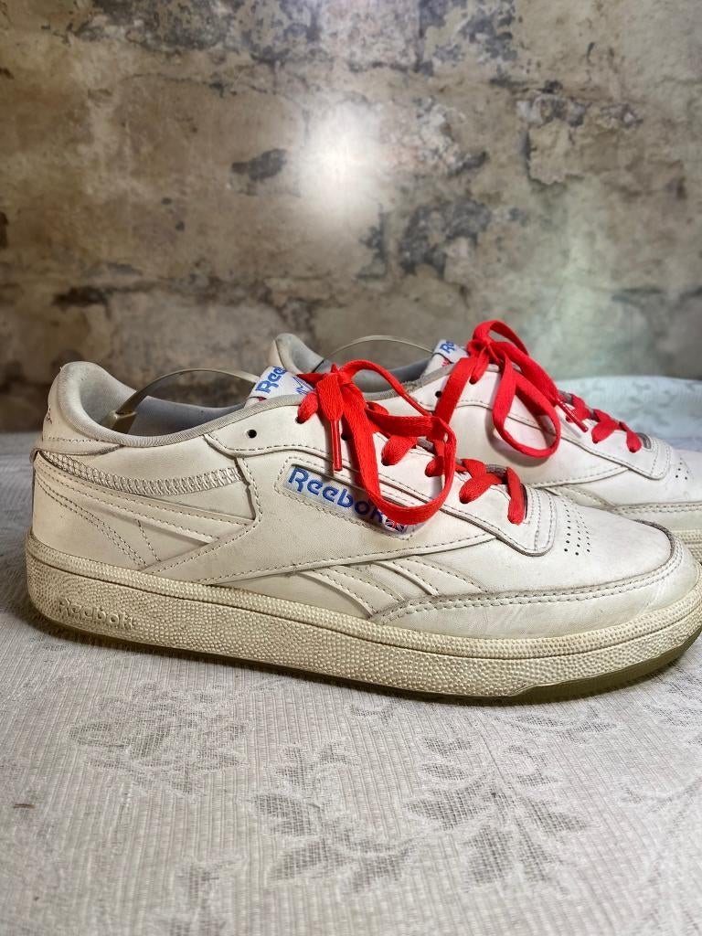 Reebok Club C 85 Edition White Leather Red Laces EU 40, Verzenden, Wit, Sneakers of Gympen, Reebok
