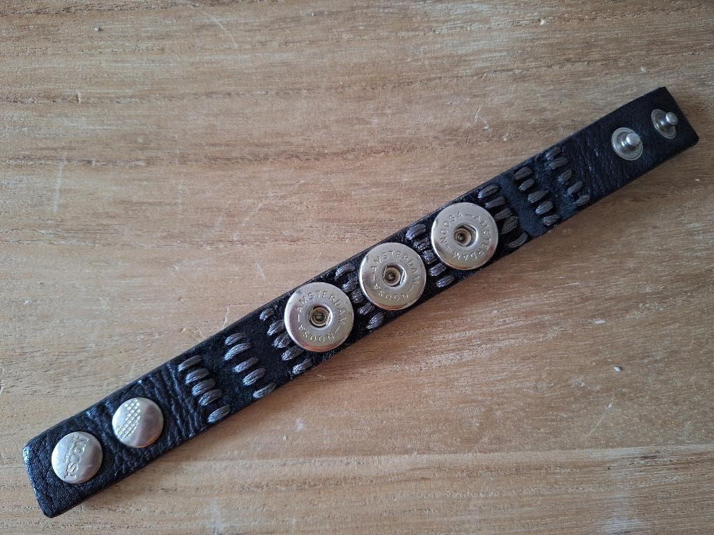 Noosa Amsterdam limited edition armband-stiksel-zwart-maat S, Ophalen, Zo goed als nieuw, Zwart, Leer
