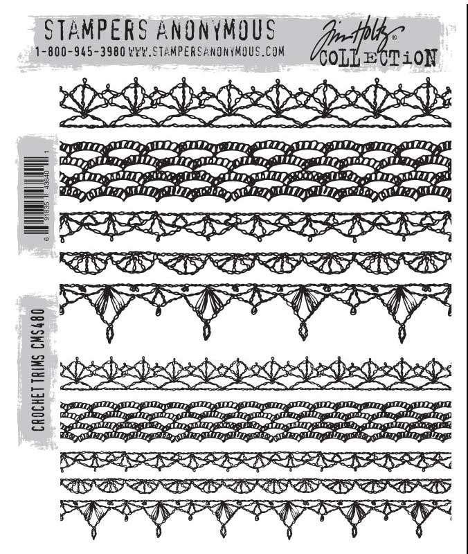 SA Tim Holtz Cling Mount Stamps Crochet Trims #480, Verzenden, Nieuw, EZ-mounted stempel
