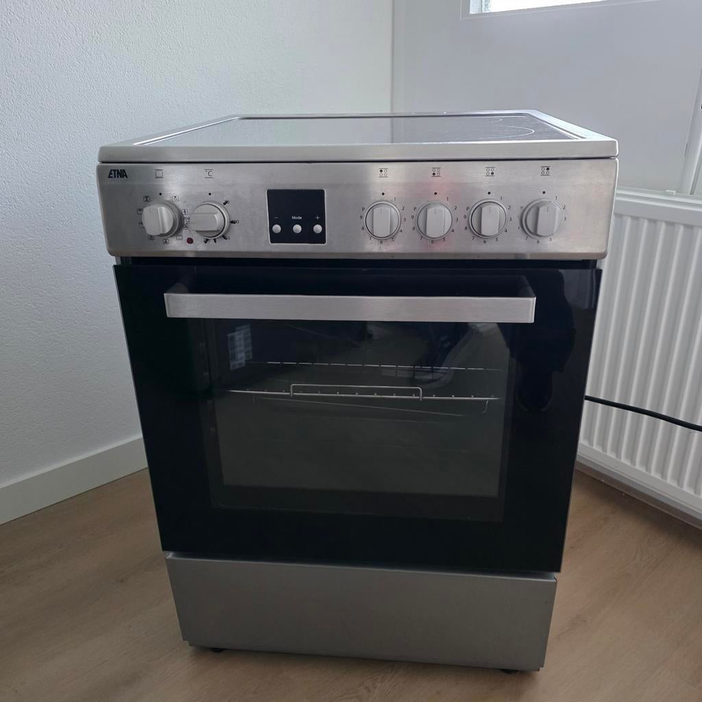 Etna Fornuis + Oven - Keramisch, Vrijstaand, Witgoed en Apparatuur, Gebruikt, Keramisch, 85 tot 90 cm, 4 kookzones