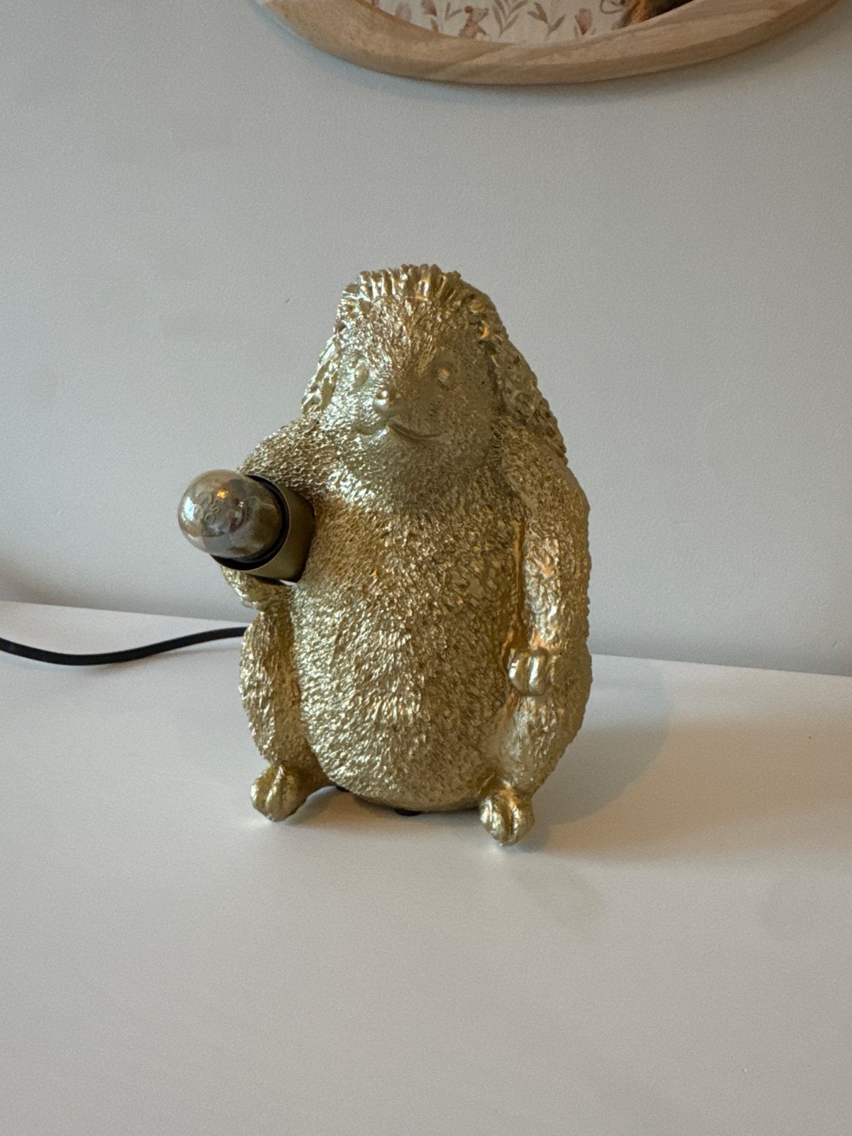 Gouden Egel Tafellamp - Uniek en Sfeervol, Huis en Inrichting, Figuurlamp, Goud, 20 cm, E14 (klein)