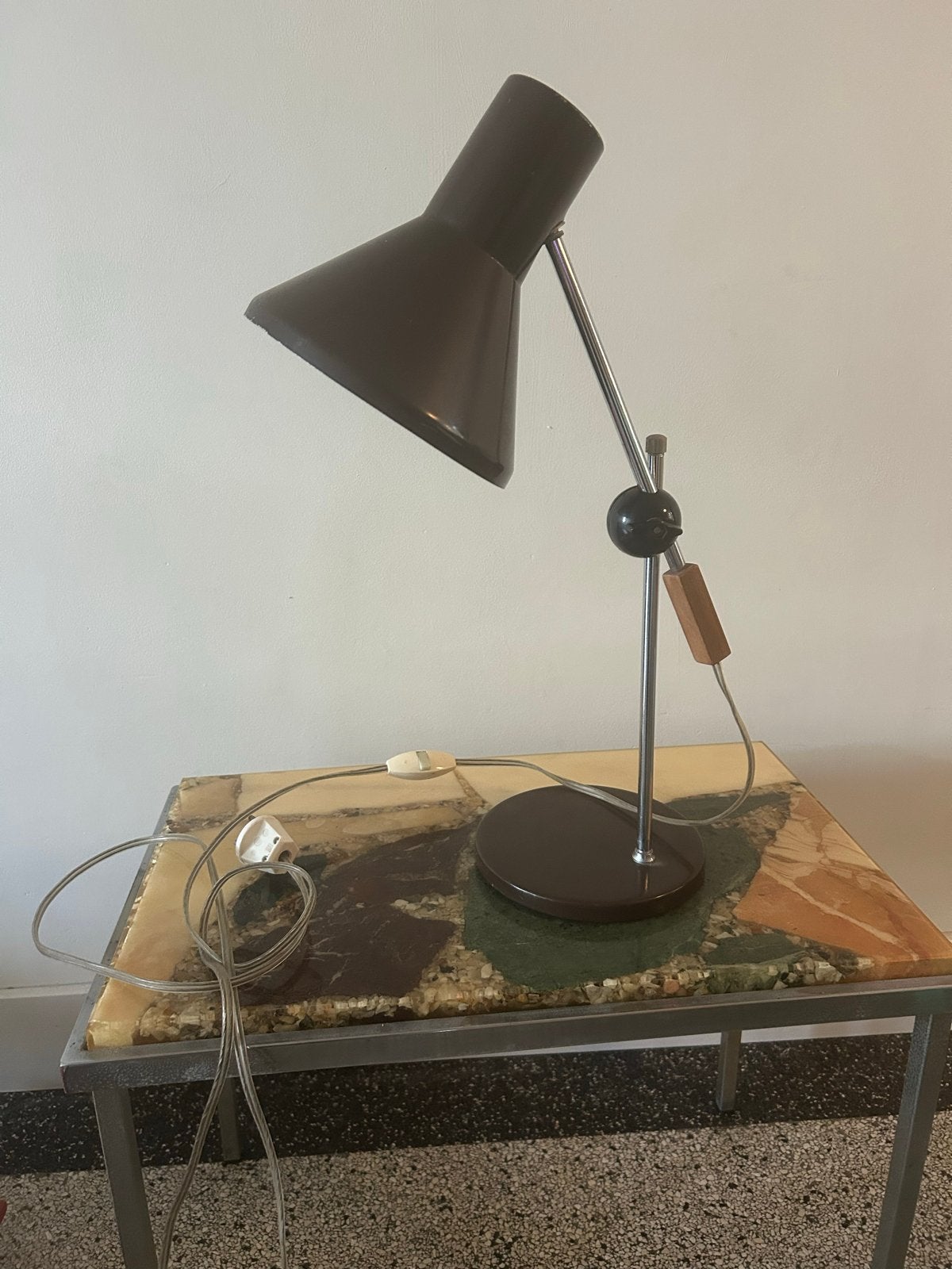 Vintage jaren '60 tafellamp Anvia Almelo - Bruin, Ophalen of Verzenden