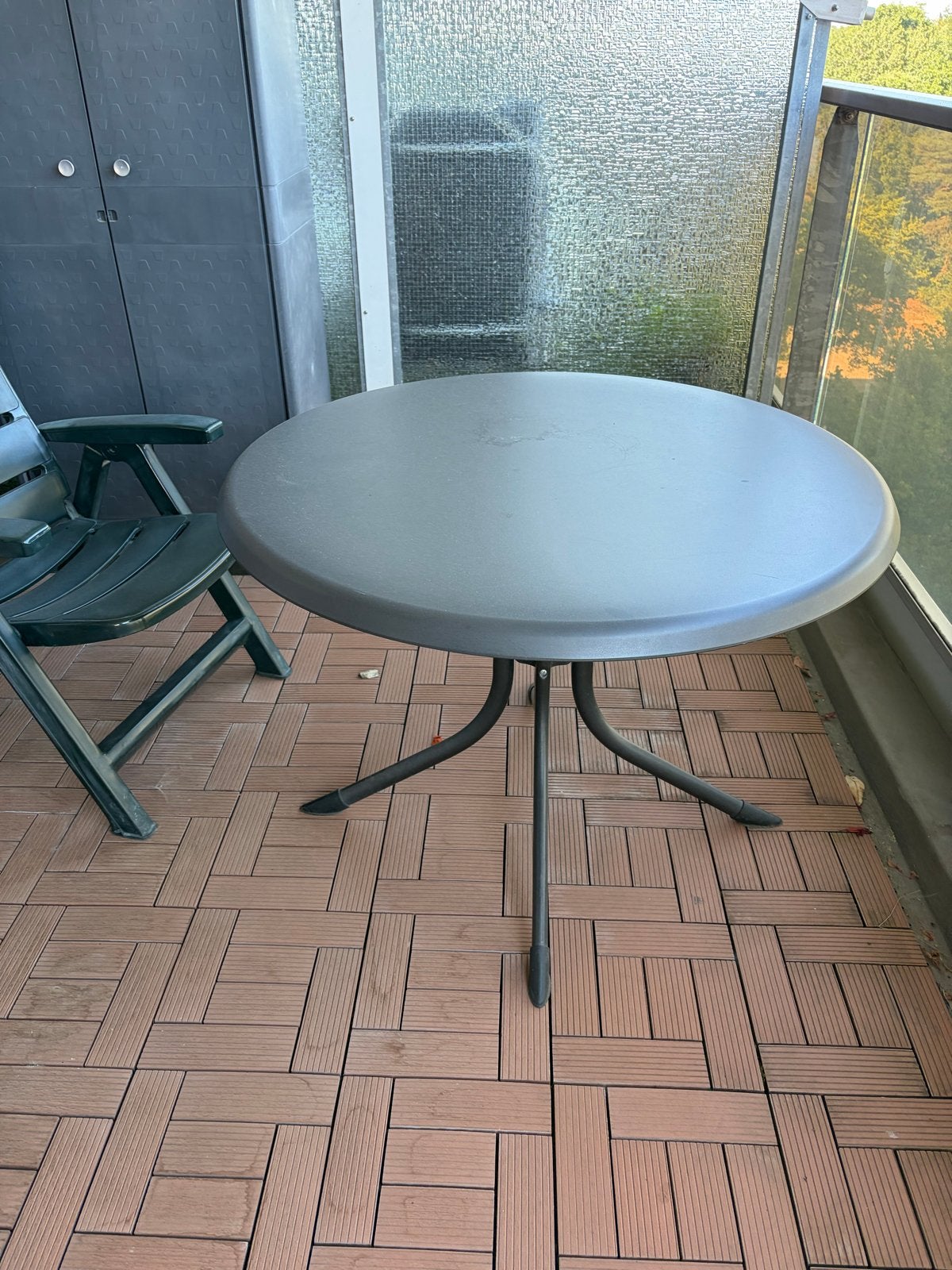 Ronde tuintafel - Grijs metaal, Ophalen, Gebruikt, Rond, Metaal