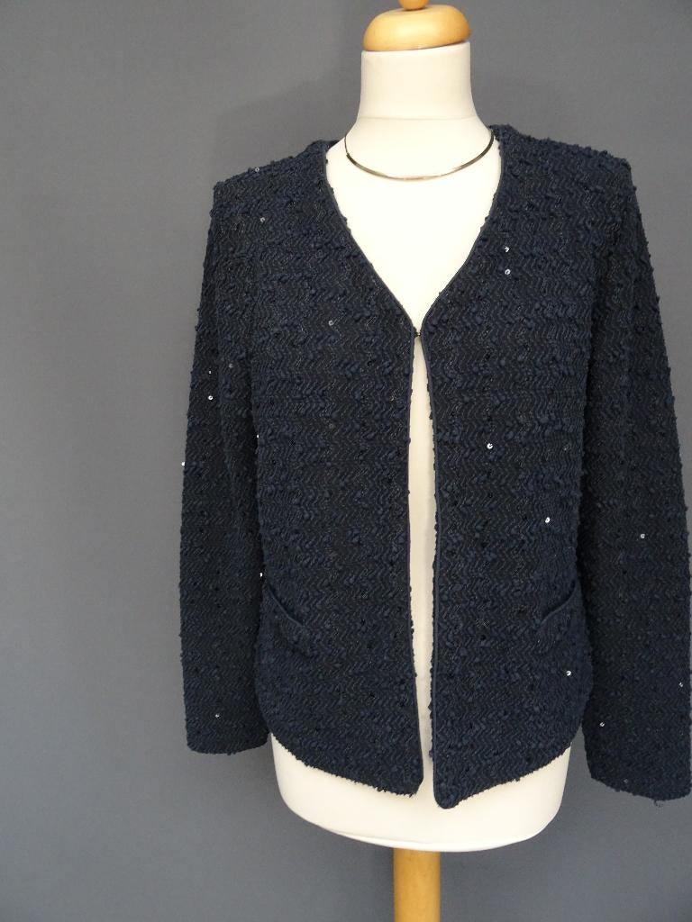 GEISHA maat 42, donkerblauw vest/jasje met pailletten., Kleding | Dames, Jasjes, Kostuums en Pakken, Geisha, Blauw, Maat 42/44 (L)