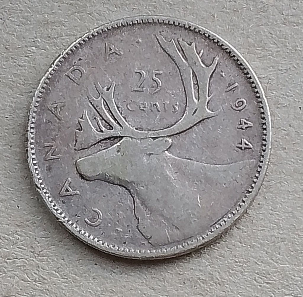 Canada, 25 cents 1944, Ophalen of Verzenden, Noord-Amerika, Losse munt, Zilver