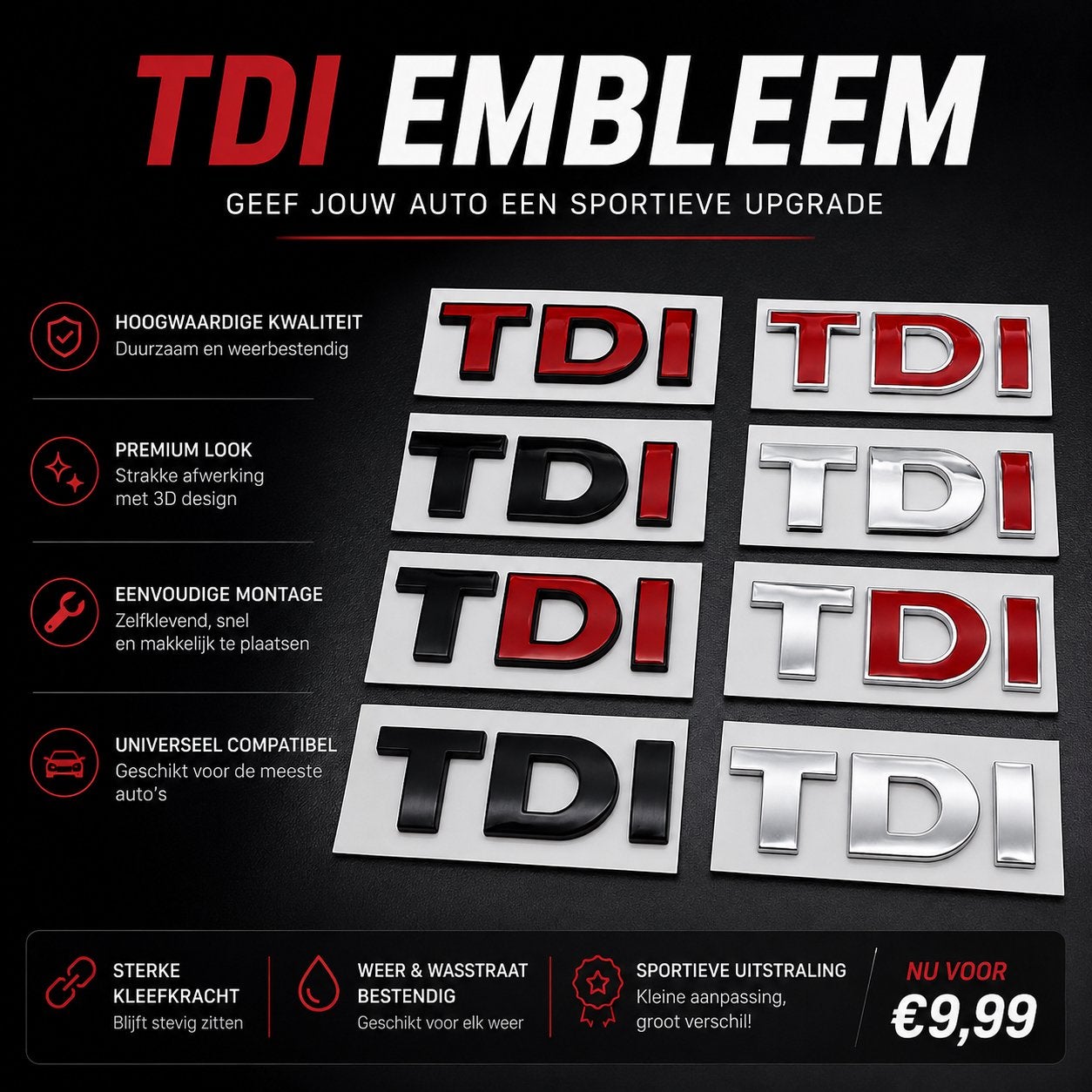 TDI Badge meerdere kleuren, Verzenden