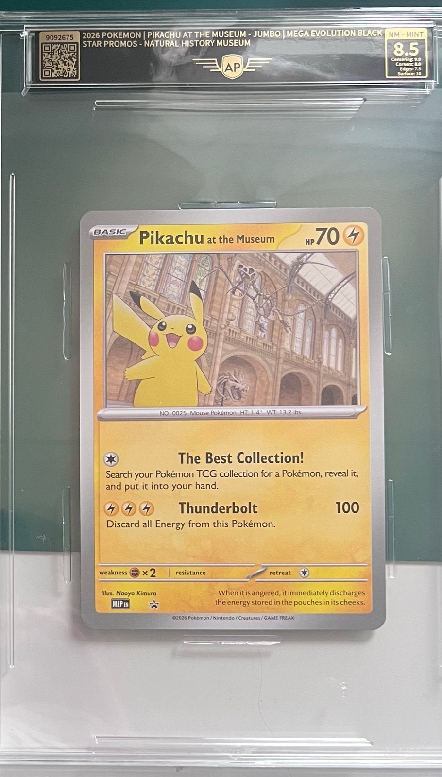 Pikachu at the Museum Pokémon kaart - AP Graded 8.5, Ophalen of Verzenden, Zo goed als nieuw, Losse kaart