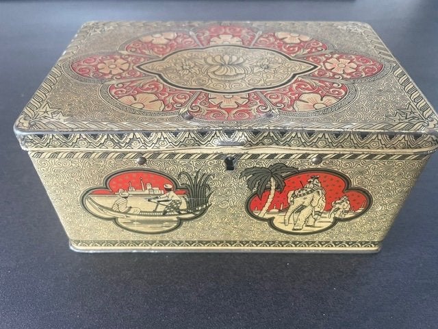 Vintage theeblik van P. de Gruyter & Zn Oosterse decoratie, Ophalen, Gebruikt, Overige, Overige merken