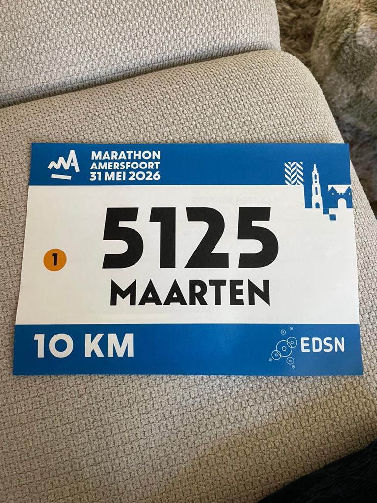 Startbewijs 10km Amersfoort, Ophalen of Verzenden, Zo goed als nieuw, Overige typen, Overige merken