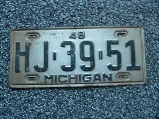Kentekenplaat licenseplate Michigan 1948 USA, Verzenden, Gebruikt, Auto's
