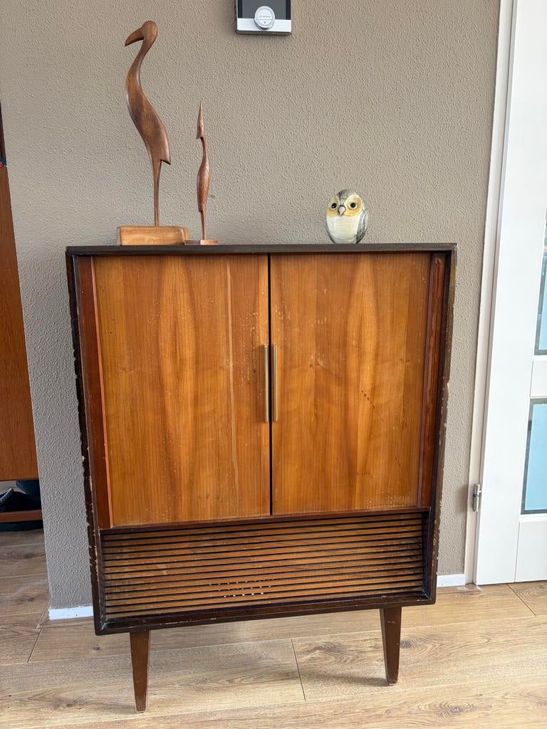 Vintage Philips tv kastje highboard kast jaren 60 schuifdeur, Ophalen