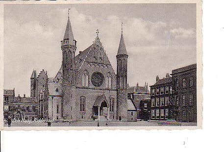Ansichtkaart 	Den Haag	Ridderzaal, Verzenden, 1920 tot 1940, Gelopen, Zuid-Holland