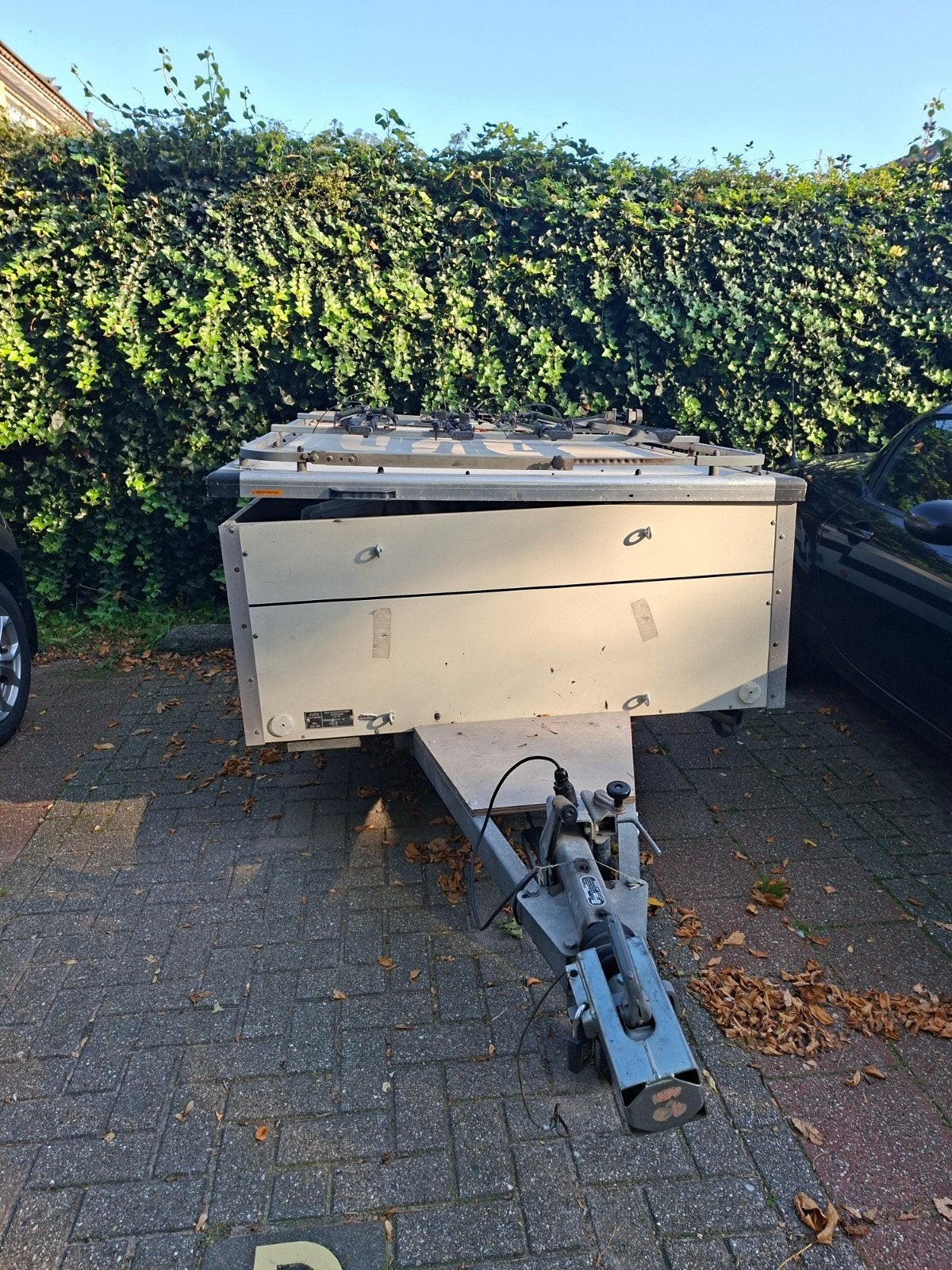 Ruime aanhanger met fietsendrager voor 4 fietsen + keuken, Ophalen, Gebruikt