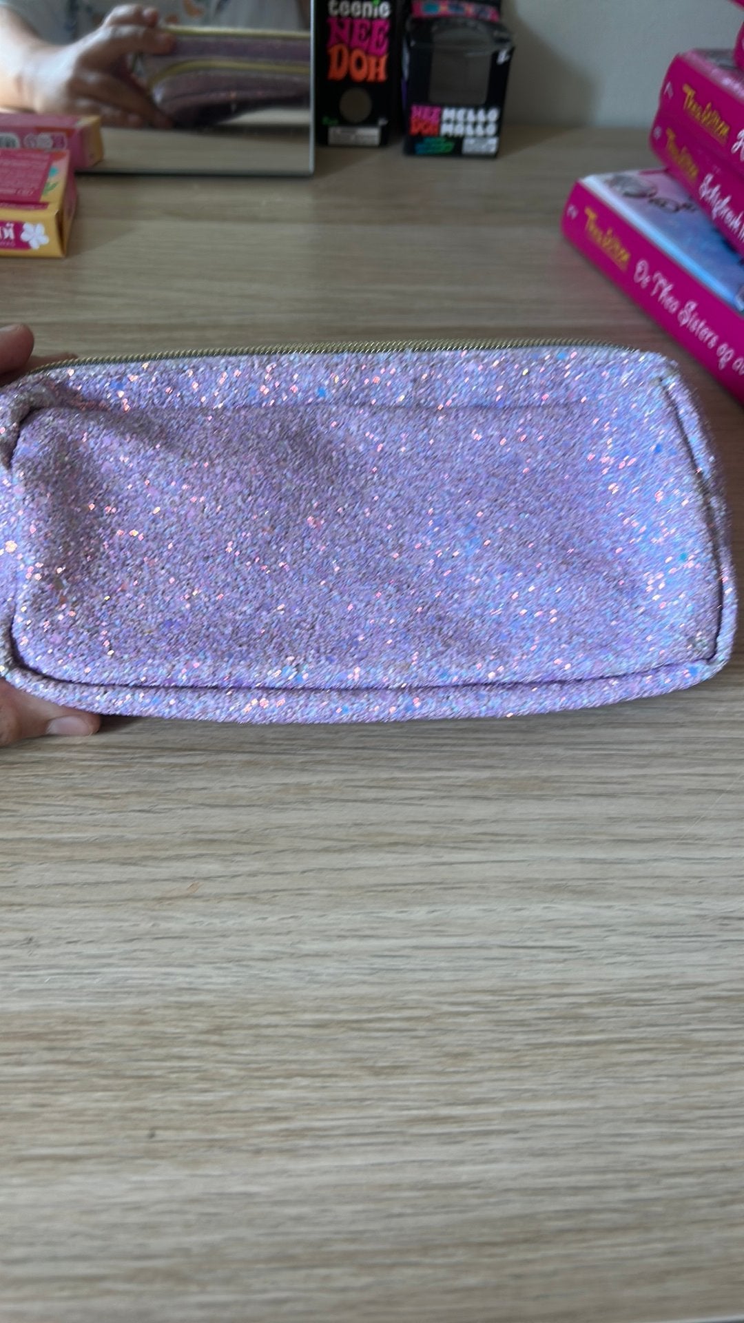 Glitter etui, Sieraden, Tassen en Uiterlijk, Ophalen of Verzenden, Gebruikt, Paars, Meisje