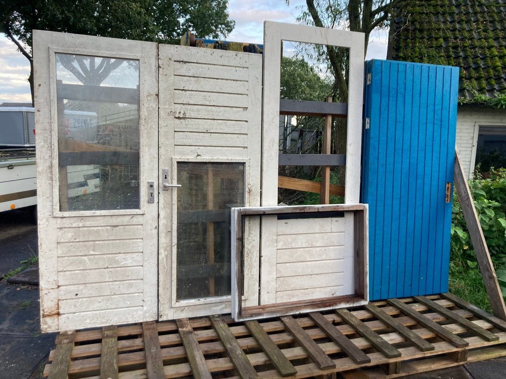 2 hard houten deuren, Doe-het-zelf en Verbouw, Deuren en Horren, Ophalen, Gebruikt, Buitendeur, 200 tot 215 cm
