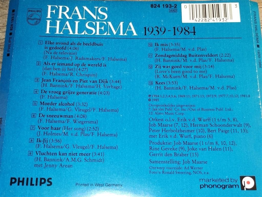 Frans Halsema - 1939-1984, Ophalen of Verzenden, Zo goed als nieuw, Levenslied of Smartlap