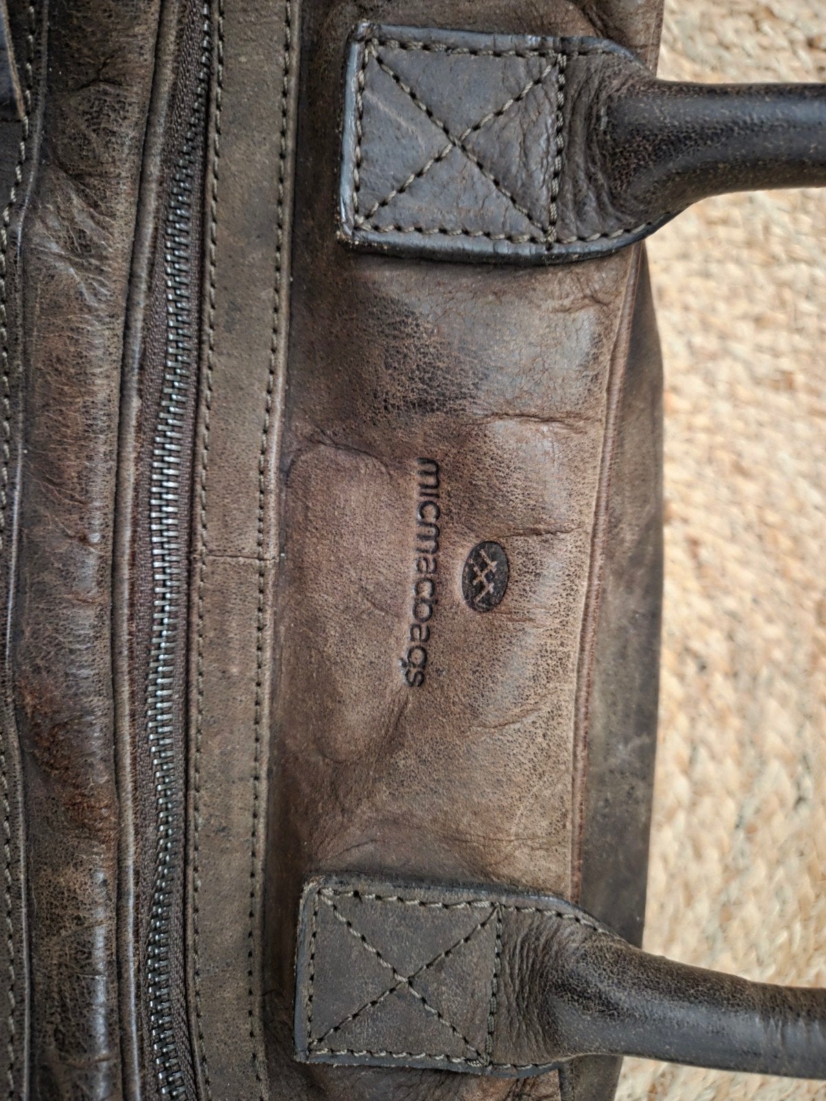 Micmacbags Leren Luiertas - Bruin met verschoonmatje, Kinderen en Baby's, Ophalen of Verzenden, Gebruikt, Schoudertas