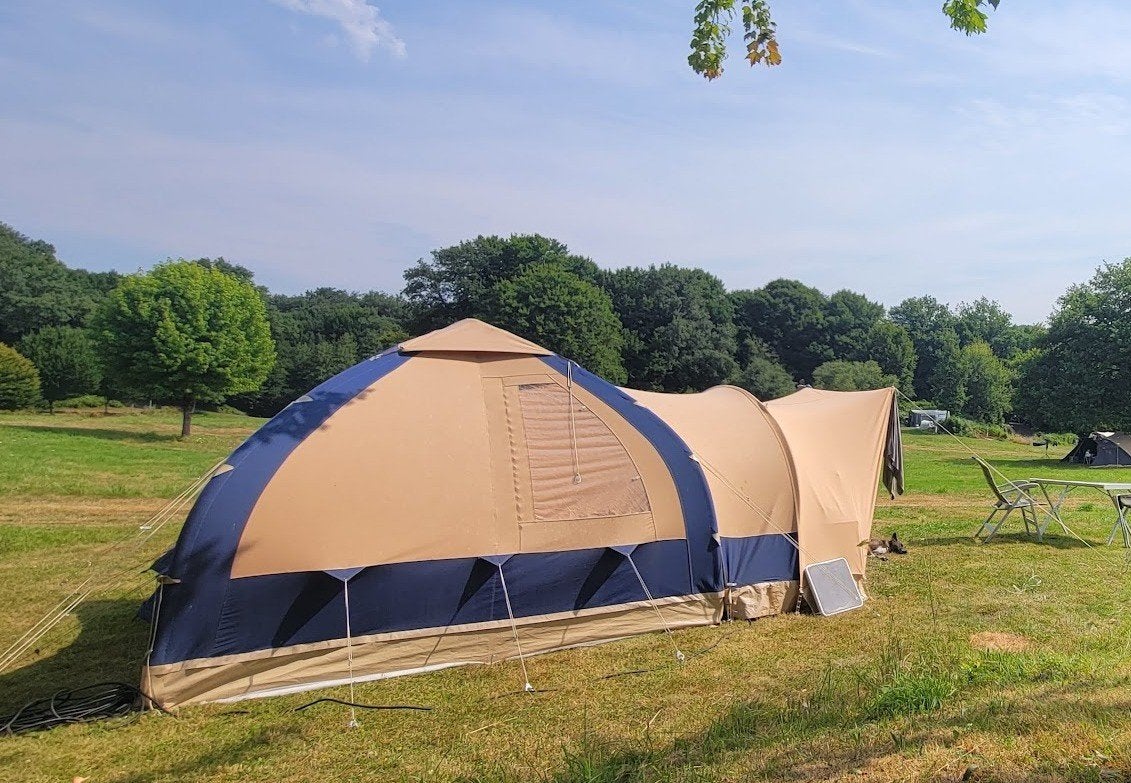 4 pers opblaastent Merk Japio, Caravans en Kamperen, Tenten, Ophalen, Gebruikt