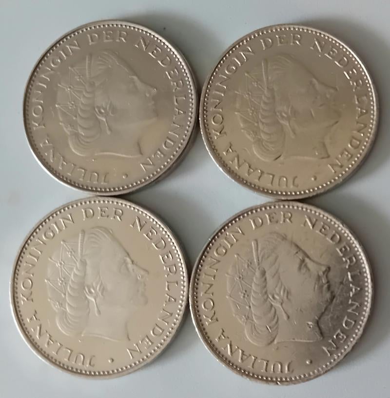 4 x 2 Gulden 50 van juliana unie van utrecht, Ophalen of Verzenden, Koningin Juliana, 2½ gulden, Setje