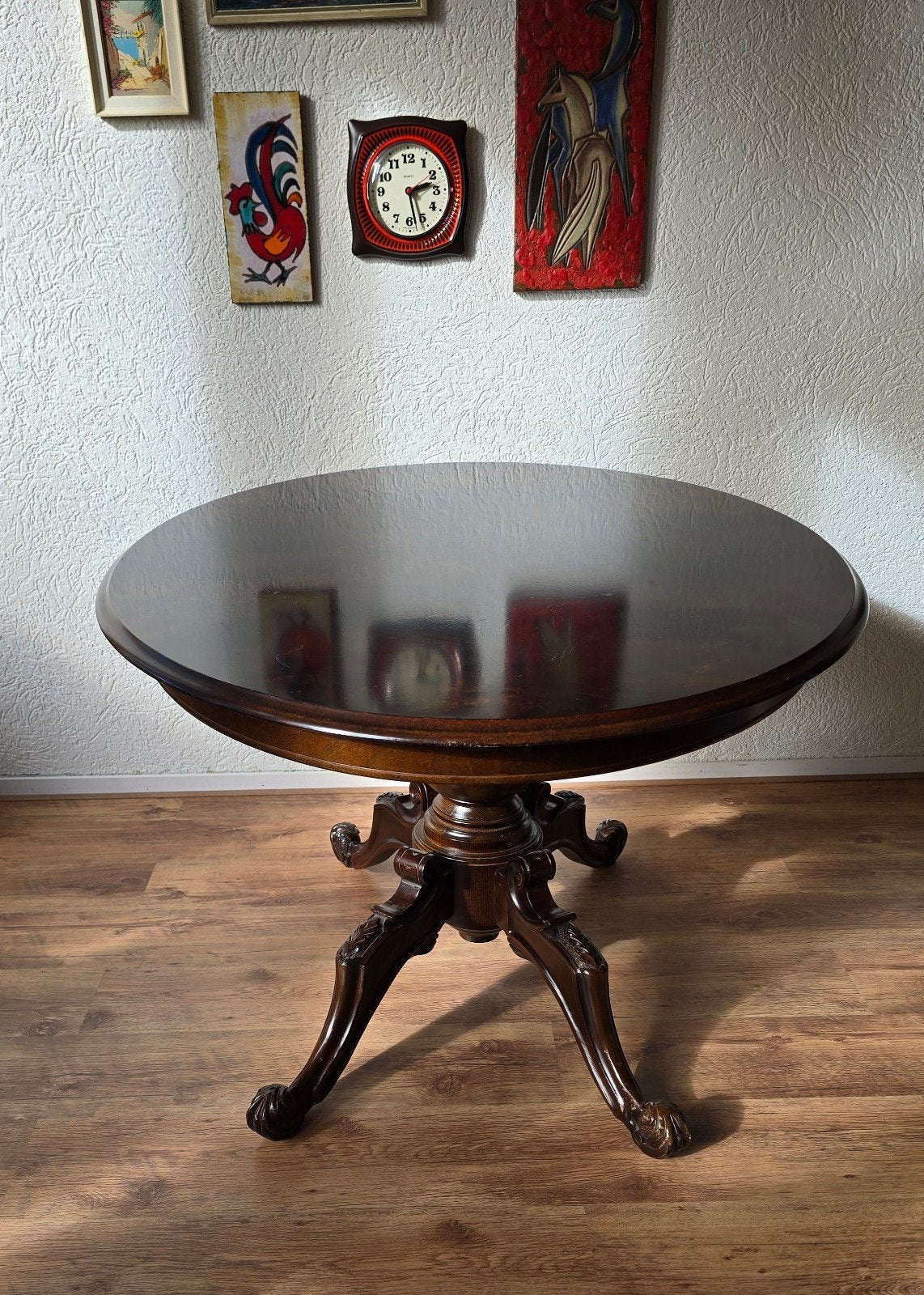 Ovale vintage eettafel jaren 50 – wortelnoten – 135  100 cm, Ophalen of Verzenden