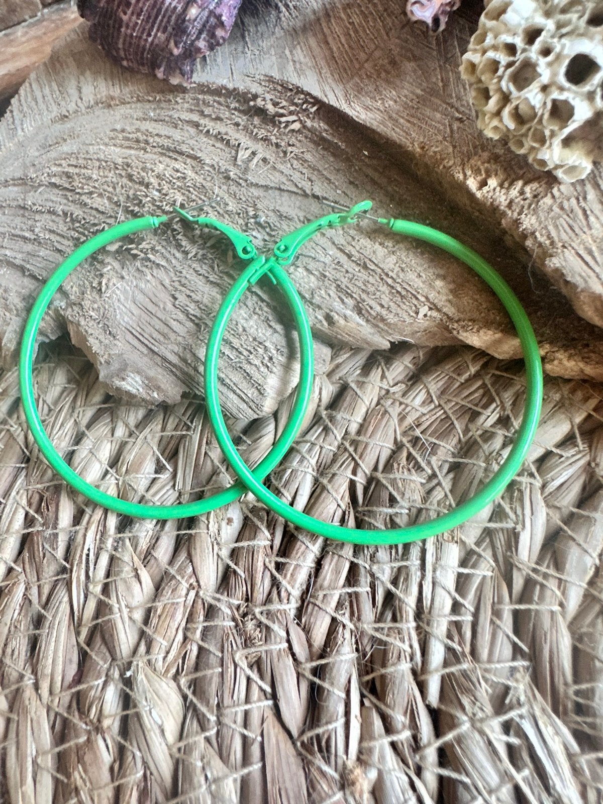 Boho oorbellen / creolen / groen / nieuw, Ophalen of Verzenden, Nieuw