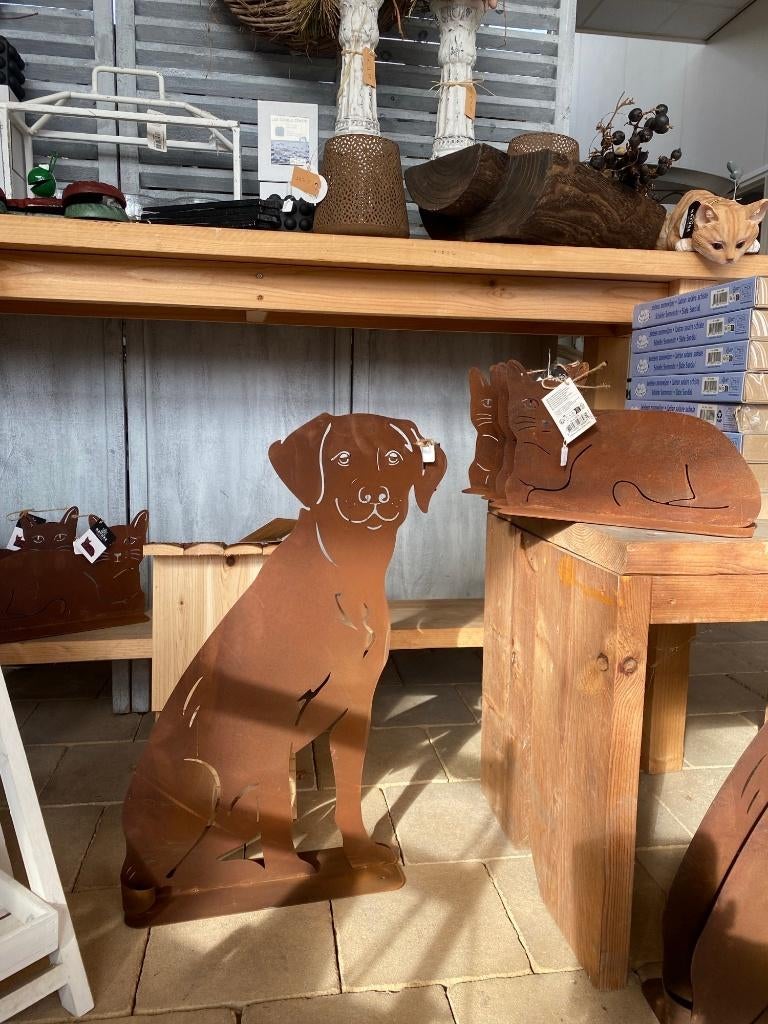 Hond kat poes kip tuinbeeld roest lasergesneden, Tuin en Terras, Ophalen of Verzenden, Nieuw, Metaal