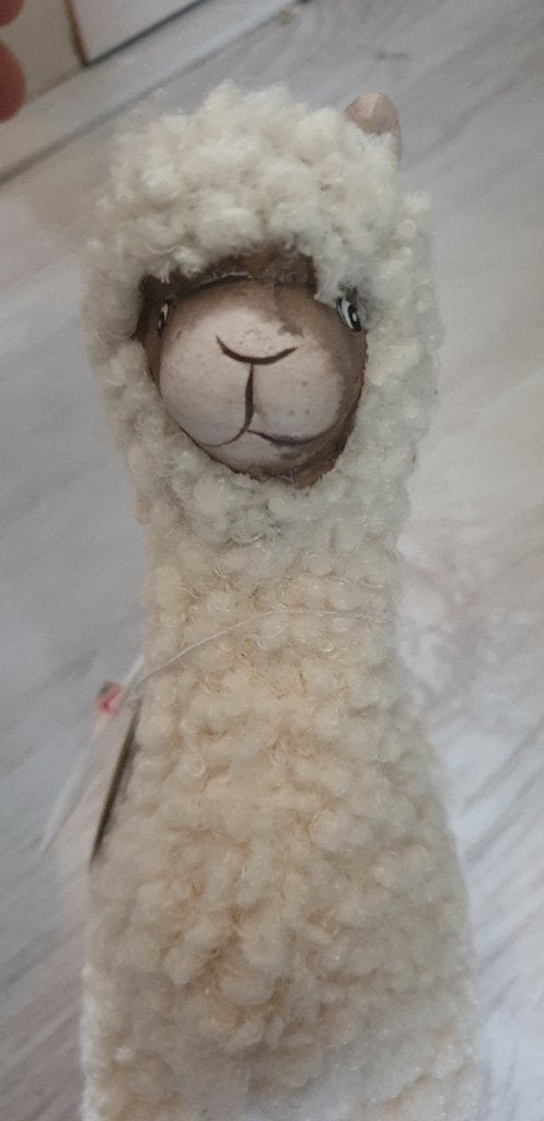 beeld alpaca wit of grijs steen beplakt met stof, Ophalen of Verzenden, Nieuw, Dier