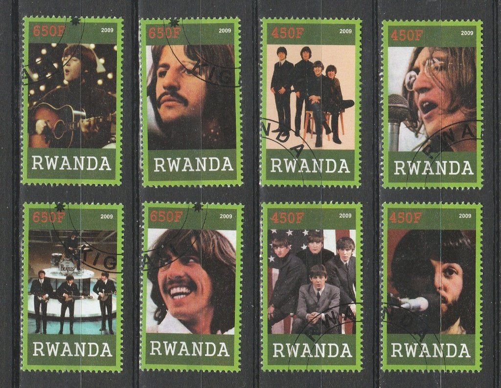 THE BEATLES = Prachtige sv8st RWANDA-299-21, Postzegels en Munten, Verzenden, Gestempeld, Overige thema's